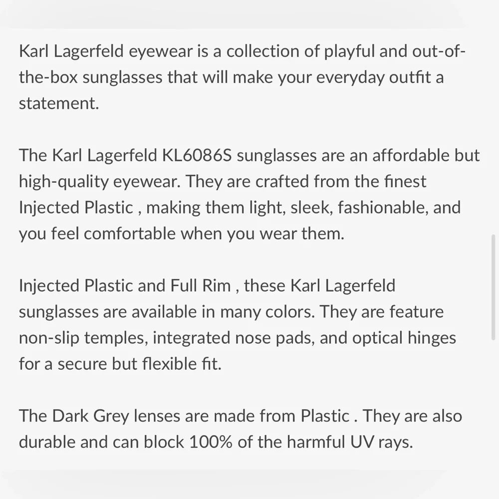 Karl Lagerfeld 6086S Black Modified Cat-Eye Sunglasses NIC